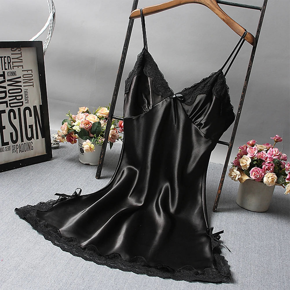 Ladies Wrap Dress Women Nightwear Breathable Lace Lightweight Lingerie Sleepwear Nightdress Sleeveless Fashion