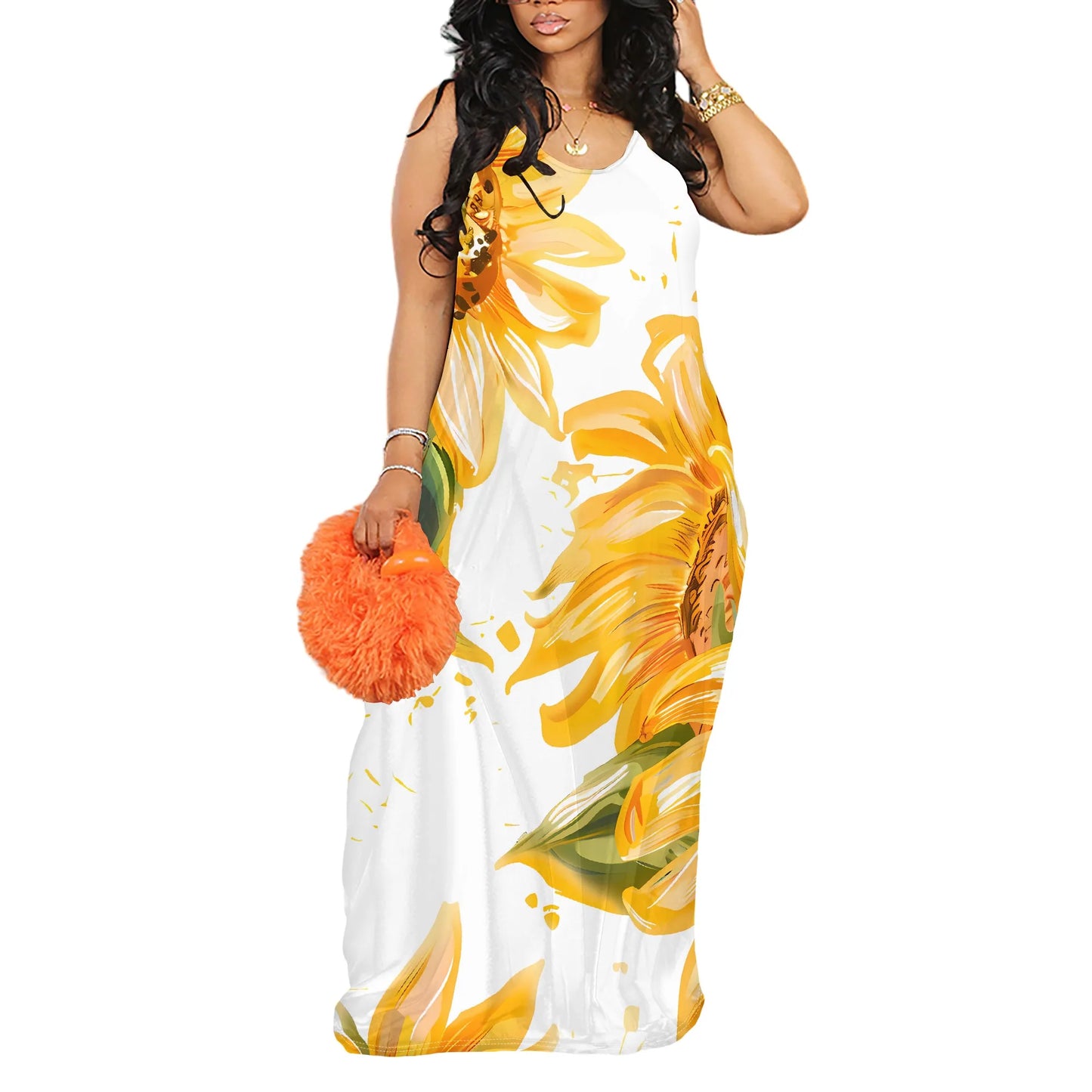 Womens Summer Sun Dresses Long Spaghetti Strap Sleeveless Floral Casual Long Maxi Dress