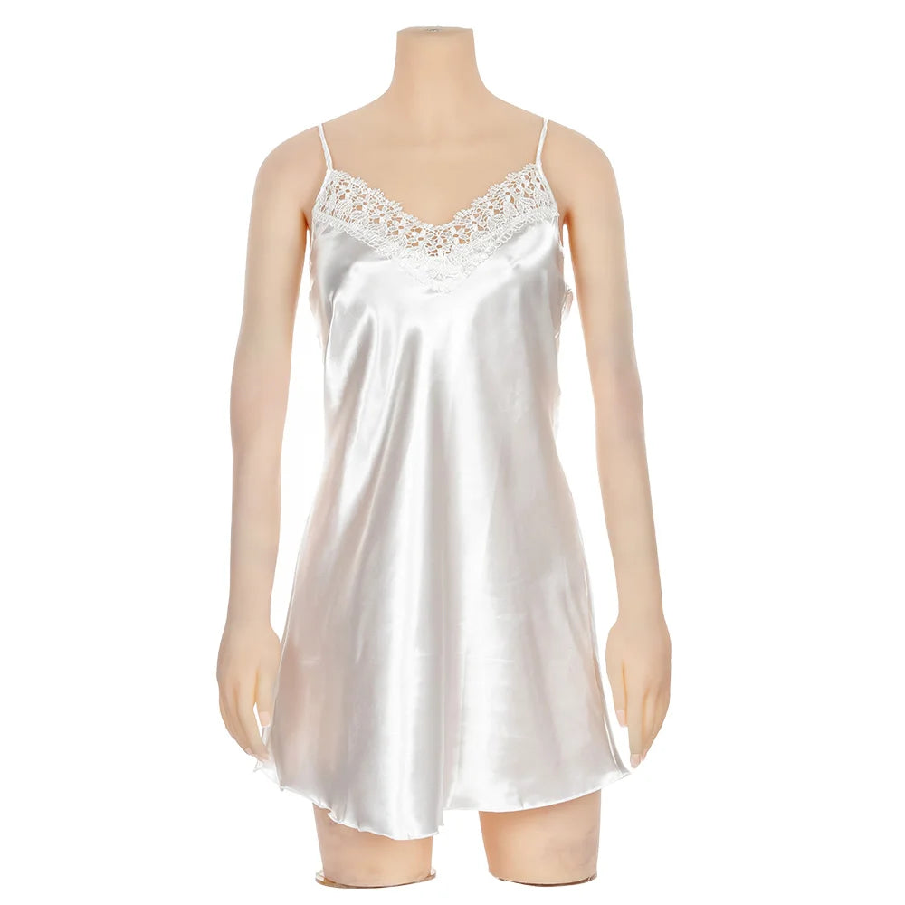 Fashion Ladies Nightdress Lace Women Sexy Babydoll Sleeping Dress Sleepwear Sleeveless