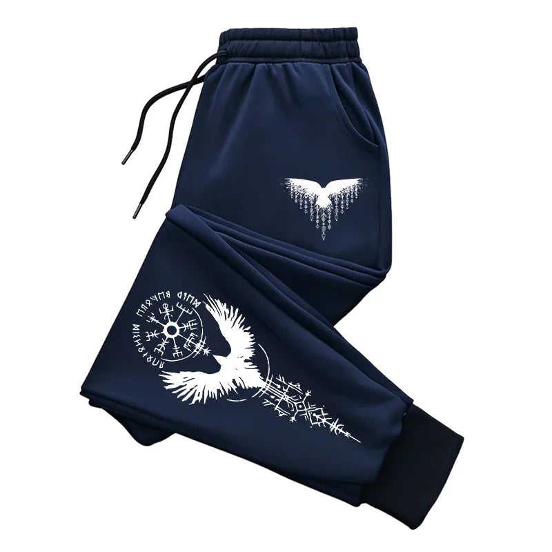 2025 New Arrival Men's Jogger Pants Autumn Winter Casual Sporty Sweatpants Home Outdoor Comfort Trousers Ancient Viking Raven