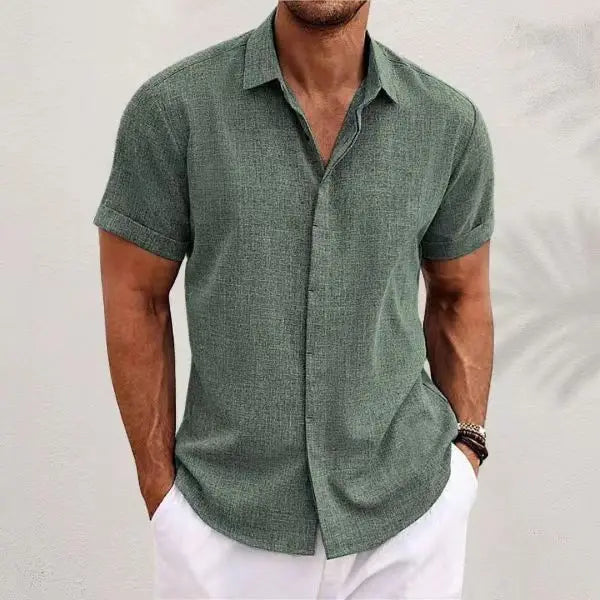 Men's Shirt with Short Sleeves Linen Shirt Mensolid Color Shirt Summer Shirt Men Shirts Shirts Men Dress Shirt Shirt Man Men
