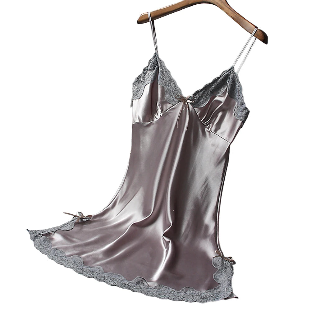 Ladies Wrap Dress Women Nightwear Breathable Lace Lightweight Lingerie Sleepwear Nightdress Sleeveless Fashion