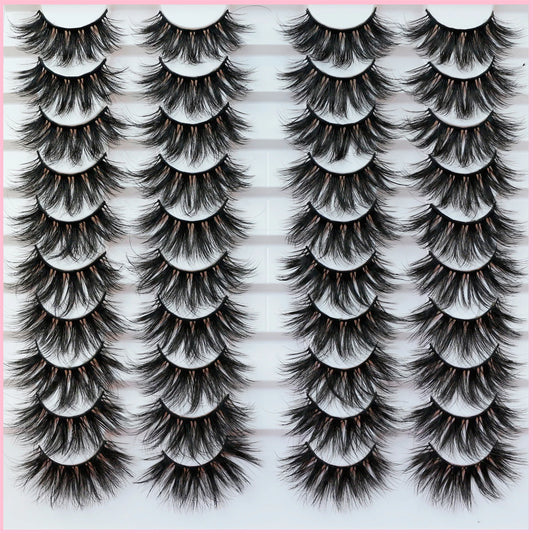 Abestyou 11-18mm 20pairs Natural Fake EyeLashes Book Individual Wispy Thick Faux Mink Cat Eye Lashes Makeup Tools