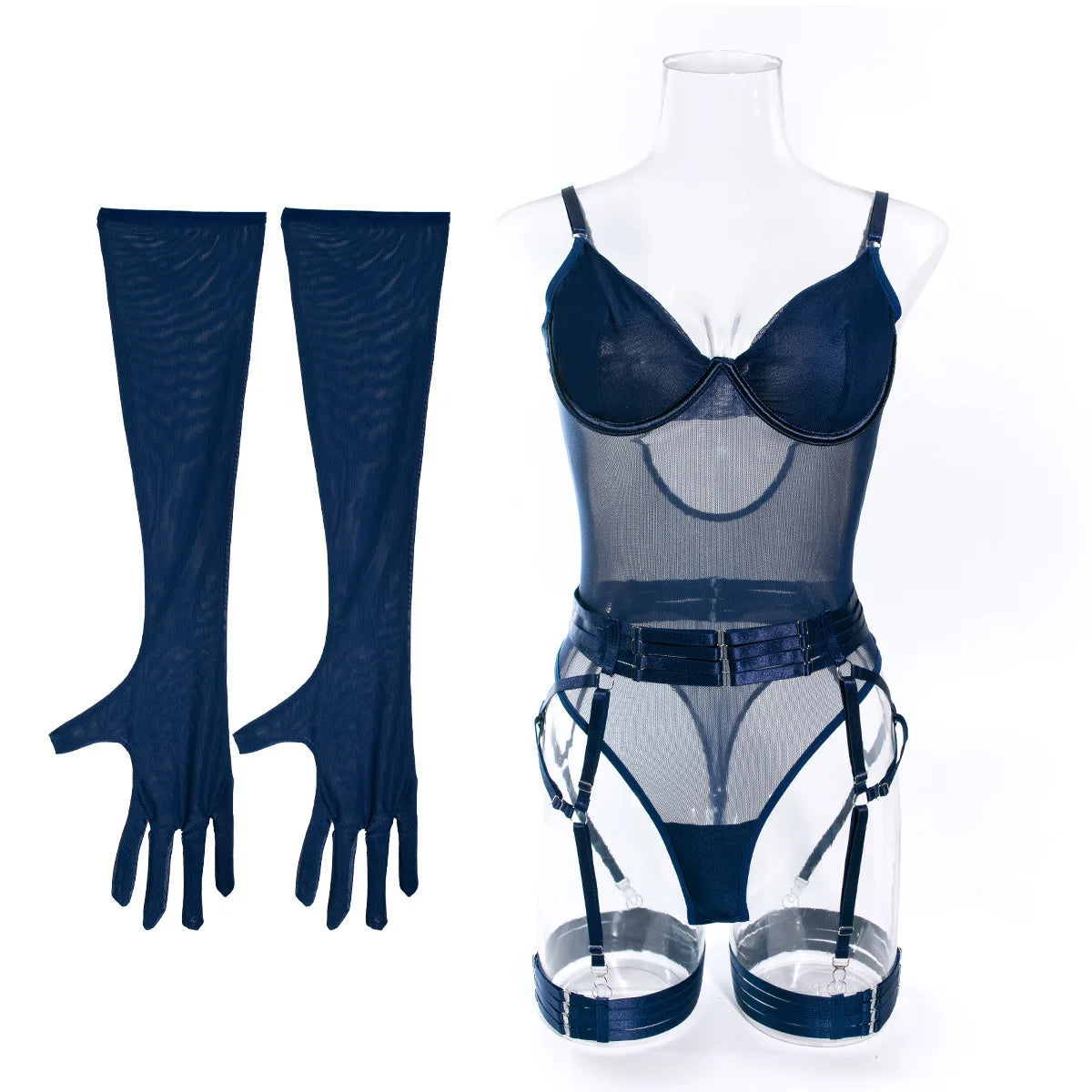 Bodysuit Sexy One-piece With Gloves Garters Mesh Women Rompers Clothing Body Suits Lace Jumpsuit Sweet Korean Women EV5W