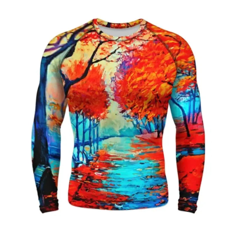 Colorful Graffiti Art Camouflage Men Women Long Sleeved Round Neck 3D Printed Fashionable And Personalized Casual Top T-shirt