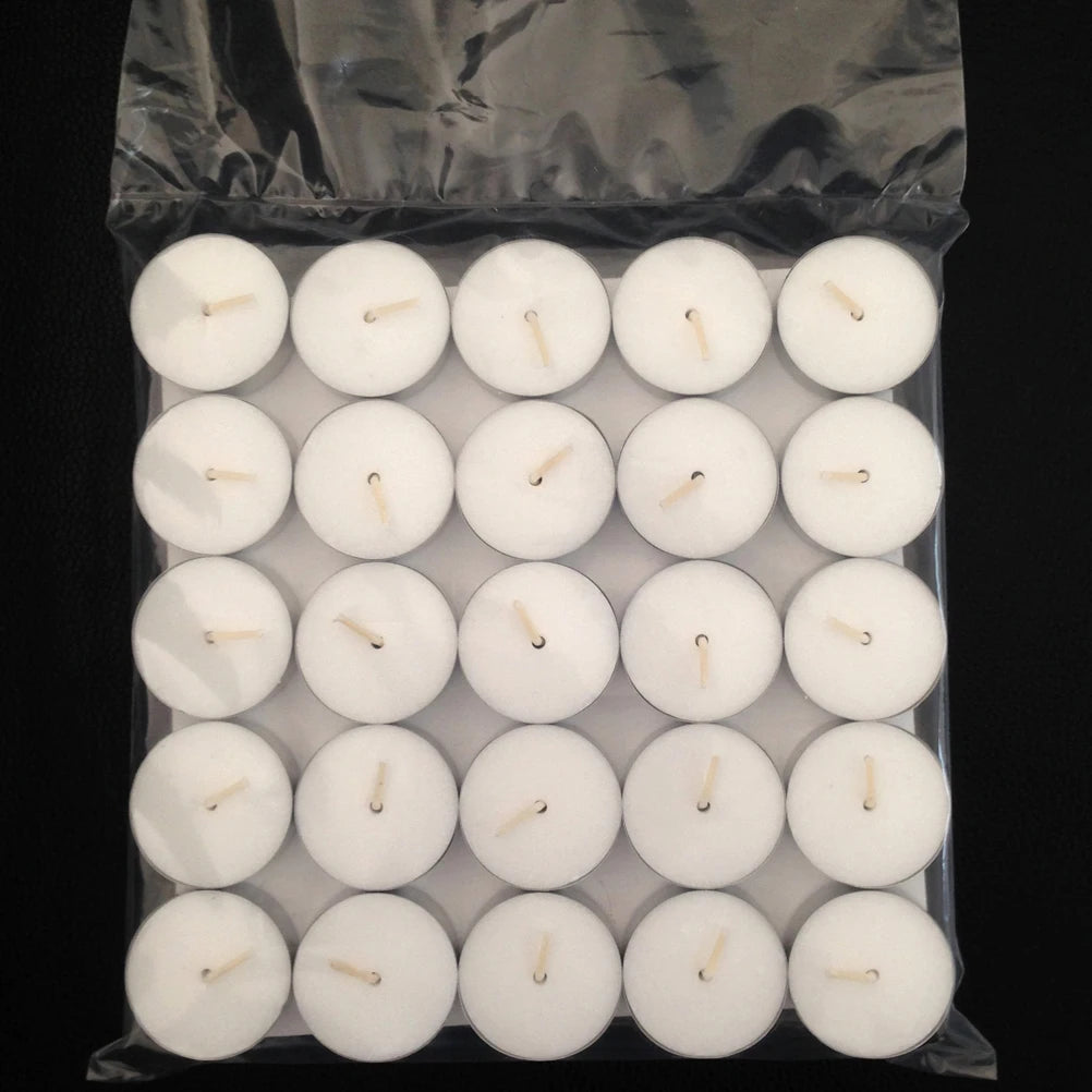 50Pcs Tea Lights Candles Natural Paraffin Wax Unscented Smokeless Votive Candles For Wedding Party Christmas New Year