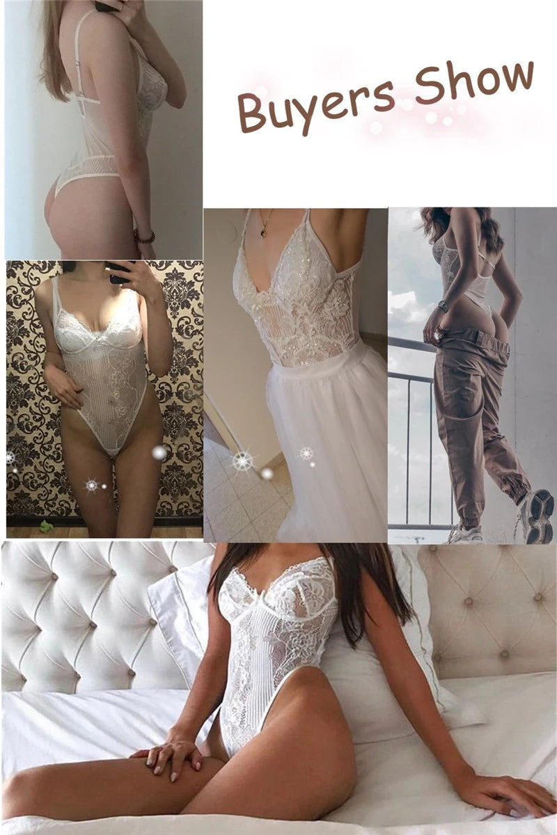Big Size Lace Bodysuit Body Femme Hot Teddy Lingerie Transparent Sexy Outfits Mesh Bodysuit Thong Jumpsuit Overalls Party
