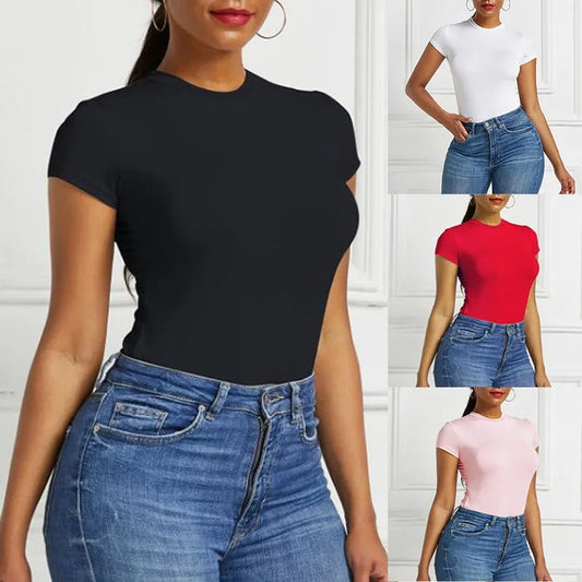 Women Sexy Summer Bodycon Bodysuit Fashion Casual Solid Short Sleeve Body Tops For Women Female Romper