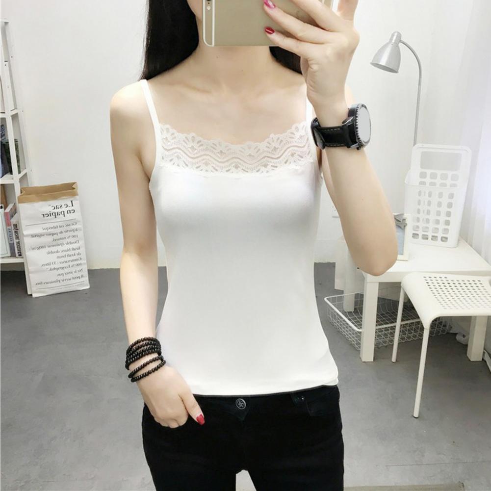 Women Lace Tanks Top Spaghetti Strap Lace Square Neck Sleeveless Match Pants Soft Pullover Summer Camisole Women Clothes