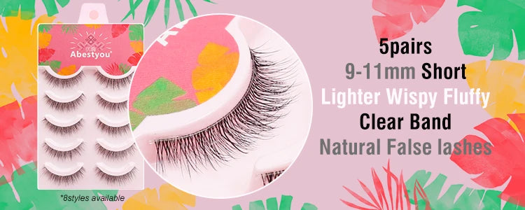 Abestyou 11-18mm 20pairs Natural Fake EyeLashes Book Individual Wispy Thick Faux Mink Cat Eye Lashes Makeup Tools